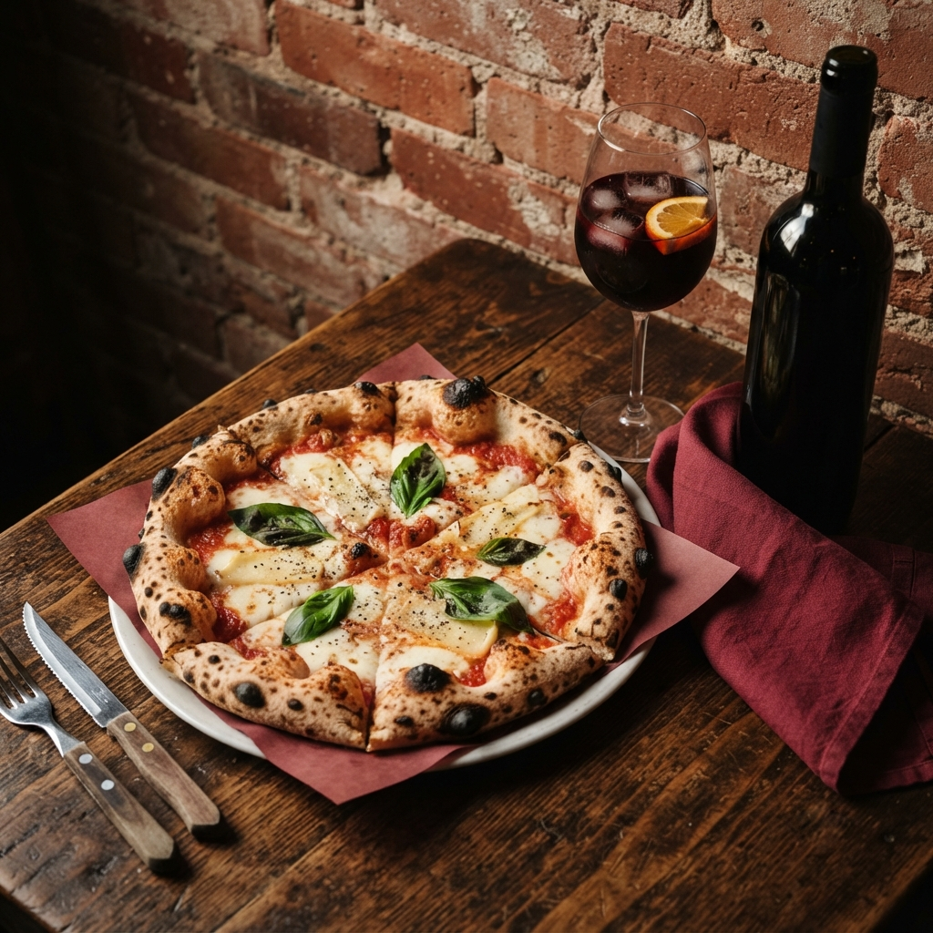 Pizza Familiar de 4 ingredientes + botella de vino